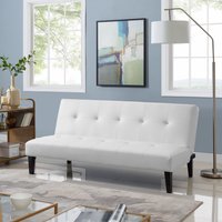 Naomi Home Button Tufted Futon Sofa Bed for Living Room White