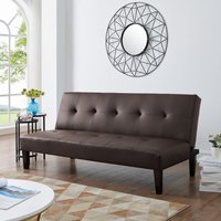 Naomi Home Button Tufted Futon Sofa Bed for Living Room Espresso