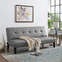 Naomi Home Button Tufted Futon Sofa Bed for Living Room Gray