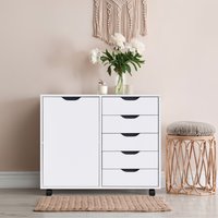 Naomi Home Amy 5-Drawer Office File Storage Cabinet with Shelves White