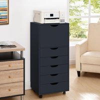 Naomi Home Carly 6-Drawer Office File Storage Cabinet on Wheels, Mobile Filing Cabinet for Home & Office Black