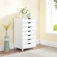 Naomi Home Debbie 7-Drawer Office Storage File Cabinet on Wheels White
