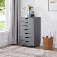 Naomi Home Debbie 7-Drawer Office Storage File Cabinet on Wheels Gray
