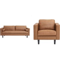Genuine Leather Sofa Set of 2 Marisa Naomi Home Chair/Sofa,Tan