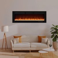Alice Wall Mounted Electric Fireplace Heater with Remote Control, Multicolor Flame 40",Black