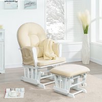Naomi Home Brisbane Nursery Glider & Ottoman Set Cream,White