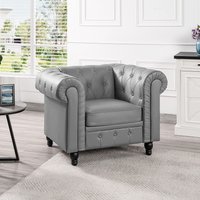 Emery Chesterfield Faux Leather Accent Chair with Rolled Arms Gray,PU