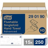Tork Advanced H3 White Flushable Single-Fold Paper Towel Pack (Case of 15)