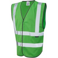 Leo Workwear Green Velcro Hi Vis Vest Recycled Polyester, M