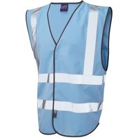 Leo Workwear Blue Velcro Hi Vis Vest Recycled Polyester, S