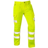 Leo EcoViz Kingford Men’s Yellow Hi-Vis Cargo Trousers with Kneepad Pockets 48T