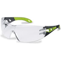 uvex PHEOS Safety Glasses, Scratch Resistant, Anti-Mist, Clear, Green, Black Polycarbonate Lens, Plastic
