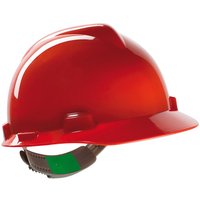 MSA V-Gard Red Unvented Push-Key Safety Helmet
