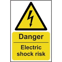 PVC "Danger Electric Shock Risk" Sign 200mm x 300mm