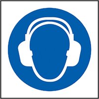 Self-Adhesive Vinyl Ear Protection Symbol Sign 200mm x 200mm