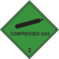 Self-Adhesive Vinyl "Compressed Gas 2" Dangerous Goods Label 250mm (Pack of 10)