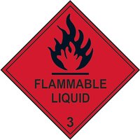 Vinyl "Flammable Liquid 3" Dangerous Goods Label 250mm (Pack of 10)