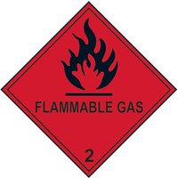 Self-Adhesive Vinyl "Flammable Gas 2" Dangerous Goods Label 250mm (Pack of 10)