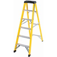 RS PRO Fibreglass 6 steps Step Ladder, 780mm platform height, 3.05 m open length