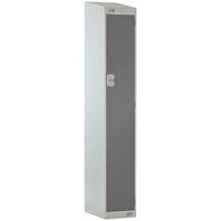 Link 51 One-Tier Dark Grey Metal Locker with Sloping Top 450mm x 450mm x 1800mm