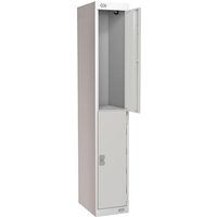 Link 51 Two-Tier Grey Metal Locker 300mm x 300mm x 1800mm