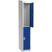 Link 51 Two-Tier Dark Blue Metal Locker with Sloping Top 300mm x 300mm x 1800mm
