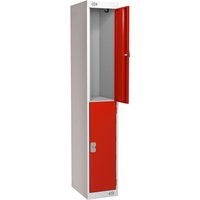 Link 51 Two-Tier Red Metal Locker 300mm x 450mm x 1800mm