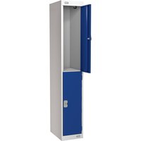 Link 51 Two-Tier Dark Blue Metal Locker 300mm x 450mm x 1800mm