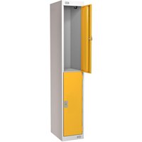 Link 51 Two-Tier Yellow Metal Locker 300mm x 450mm x 1800mm