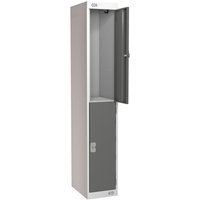 Link 51 Two-Tier Dark Grey Metal Locker 450mm x 450mm x 1800mm