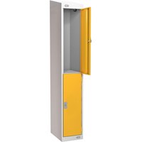 Link 51 Two-Tier Yellow Metal Locker with Sloping Top 450mm x 450mm x 1800mm