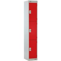 Link 51 Three-Tier Red Metal Locker 300mm x 450mm x 1800mm