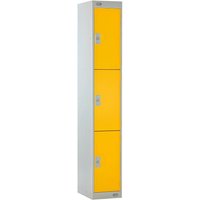 Link 51 Three-Tier Yellow Metal Locker 300mm x 450mm x 1800mm