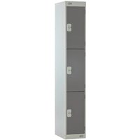 Link 51 Three-Tier Dark Grey Metal Locker 300mm x 450mm x 1800mm