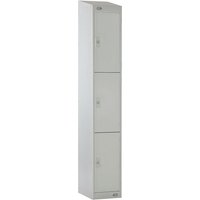 Link 51 Three-Tier Grey Metal Locker with Sloping Top 300mm x 450mm x 1800mm