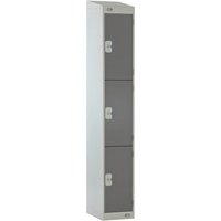 Link 51 Three-Tier Dark Grey Locker with Sloping Top 300mm x 450mm x 1800mm