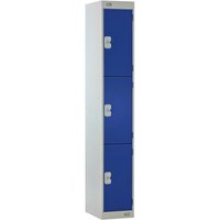 Link 51 Three-Tier Dark Blue Metal Locker 450mm x 450mm x 1800mm