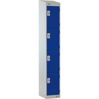 Link 51 Four-Tier Dark Blue Metal Locker with Sloping Top 450mm x 450mm x 1800mm