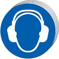 Self-Adhesive Vinyl Ear Protection Symbol Sign 100mm (Pack of 10)