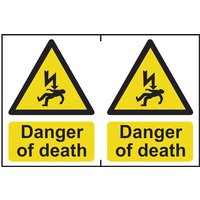 Self-Adhesive PVC "Danger Of Death" Sign 150mm x 200mm (Pack of 2)