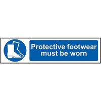 Self-Adhesive PVC "Protective Footwear Must be Worn" Sign 200mm x 50mm