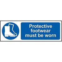 Self-Adhesive Vinyl "Protective Footwear Must..." Sign 300mm x 100mm