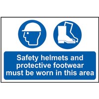 PVC "Safety Helmets and Protective Footwear Must…" Sign 600mm x 400mm