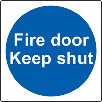Self-Adhesive Vinyl "Fire Door Keep Shut" Sign 100mm x 100mm (Roll of 100)