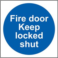 Self-Adhesive Vinyl "Fire Door Keep Locked Shut" Sign 100mm (Roll of 100)