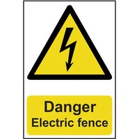 PVC "Danger Electric Fence" Sign 200mm x 300mm