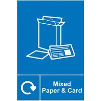 Self-Adhesive Vinyl "Mixed Paper" Recycling Sign 150mm x 200mm