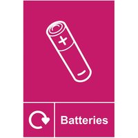 Batteries Recycling Sign 150 x 200mm. Manufactured from strong rigid