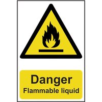 Self-Adhesive PVC "Danger Flammable Liquid" Sign 200mm x 300mm