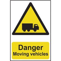 Self-Adhesive PVC "Danger Moving Vehicles" Sign 200mm x 300mm